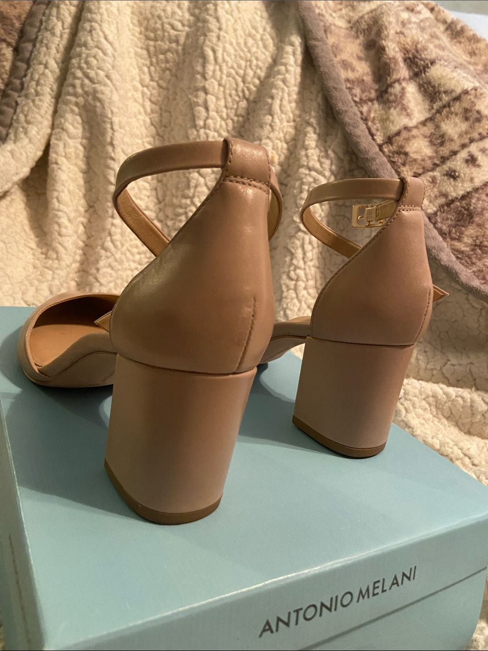 ANTONIO MELANI Pink Marble Block Heel Ankle Strap Pumps - Picture 8 of 16